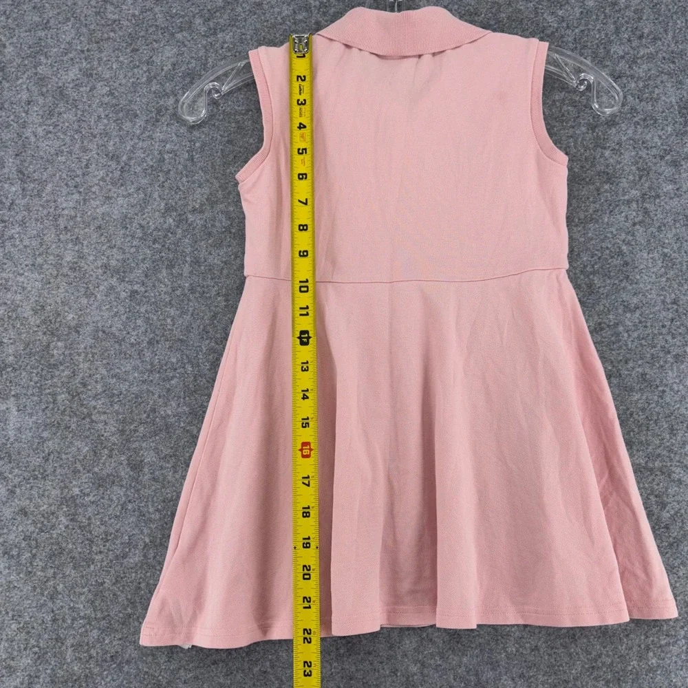 Lacoste Kids Pink Sleeveless Pique Polo Dress Sz 6 Crocodile Logo Sporty Preppy